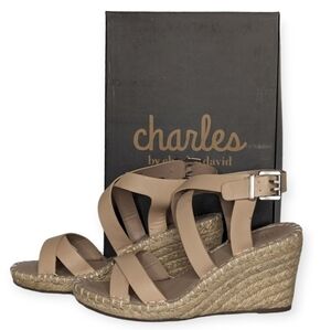 Charles by Charles David Nick Open-Toe Espadrille Wedge Sandals Women Beige 7M